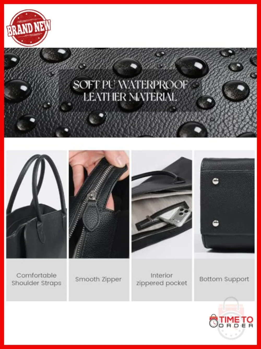 Leather Shoulder Satchel Large Tote Bag with Multiple Pockets